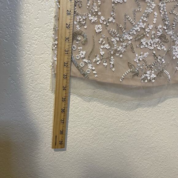 Aidan Mattox Cap Sleeve Scoop Back Beaded Sequin Sheath Party Mini Dress Sz 0 XS - Picture 9 of 10